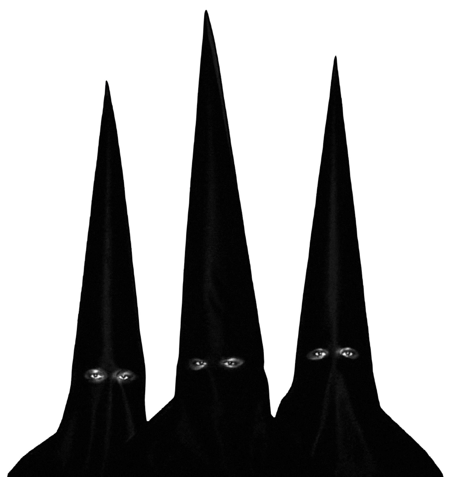 Three dark figures
